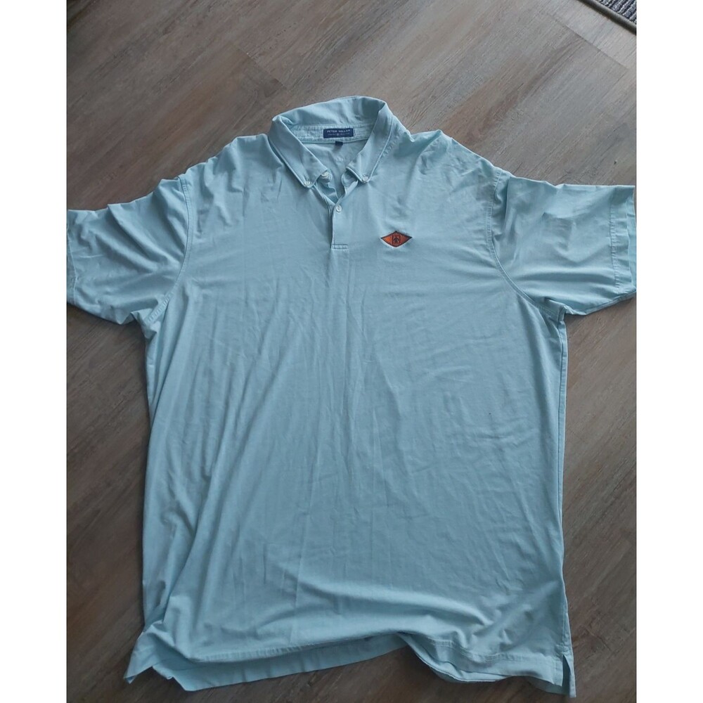 Peter Millar Knit Golf Shirt Size XXL Aqua Blue button collar